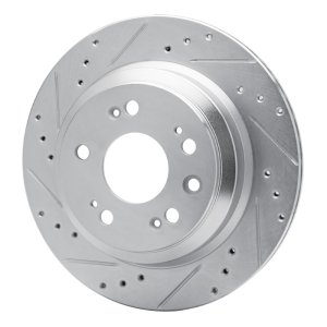Acura RL Brake Rotor (1) - Rear Left - R1 Concepts - Drilled & Slotted - Silver - `05-`12